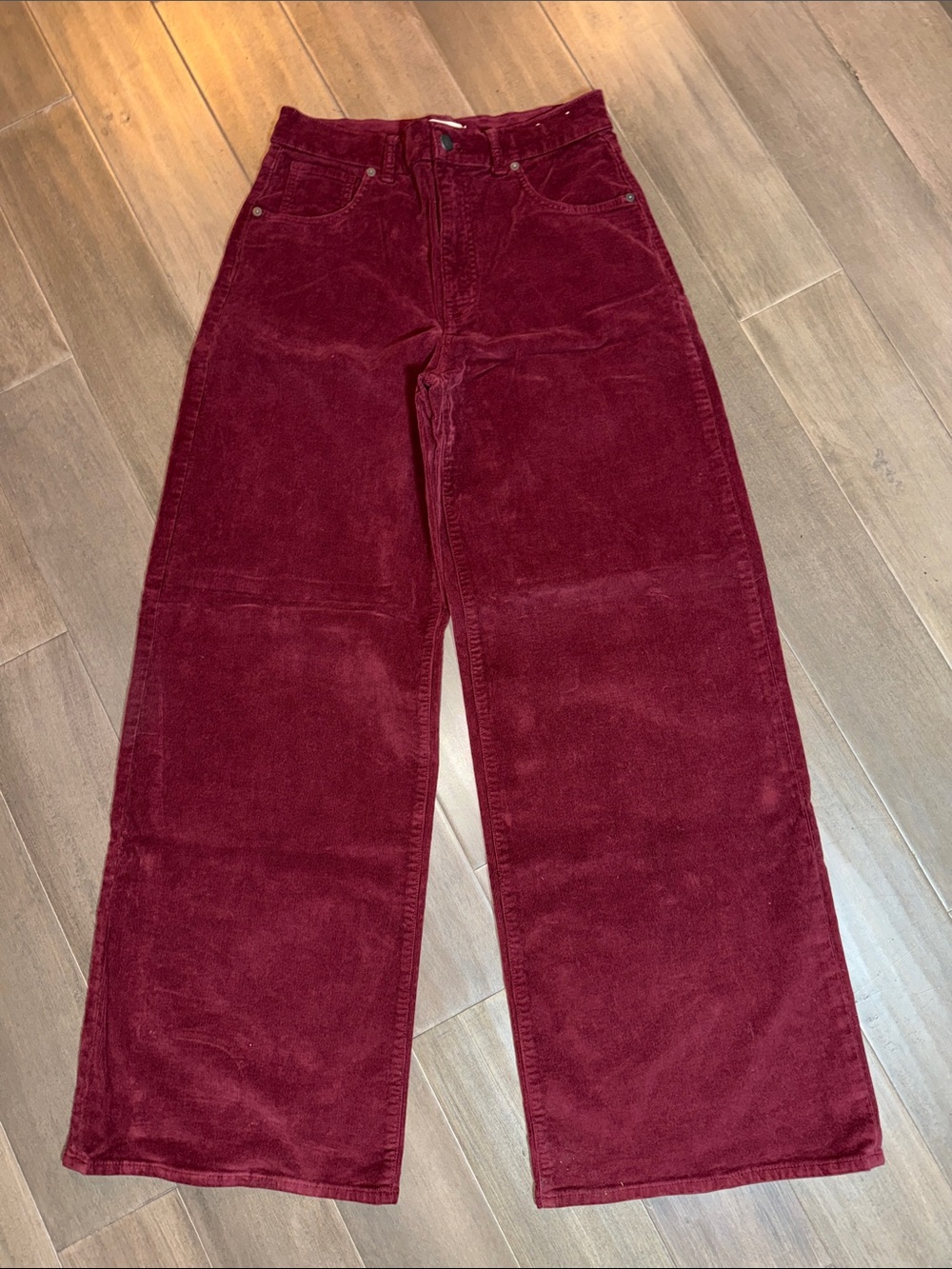 Madewell Burgundy Corduroy The Superwide-Leg Pant Size 27 - Picture 2 of 9